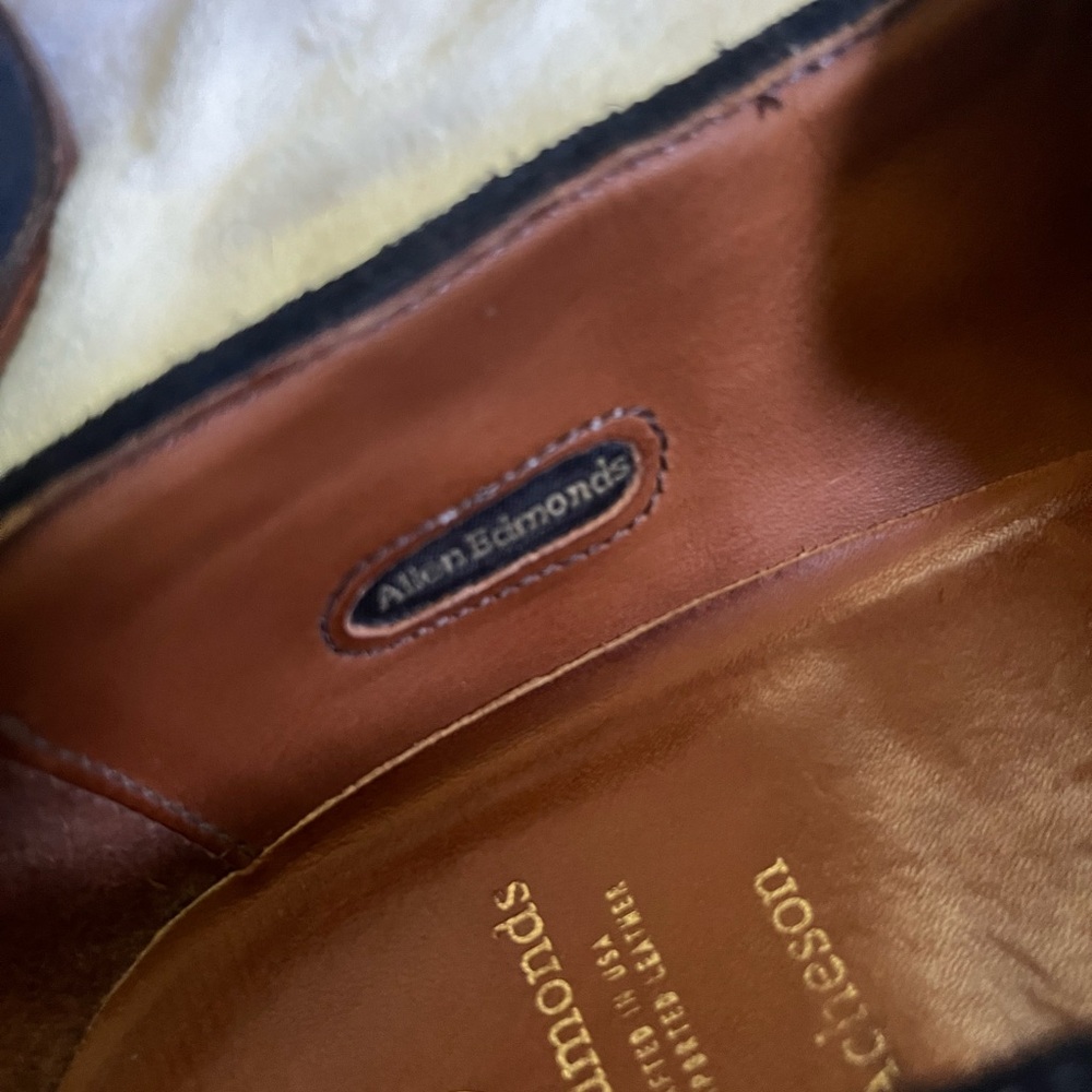 RARE MODEL | ALLEN EDMONDS 11E NAVY BLUE SUEDE ACHESON TASSEL LOAFER DRESS SHOES - Picture 10 of 13